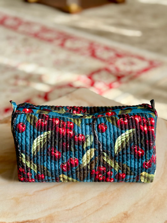 Cherry print beauty pouch