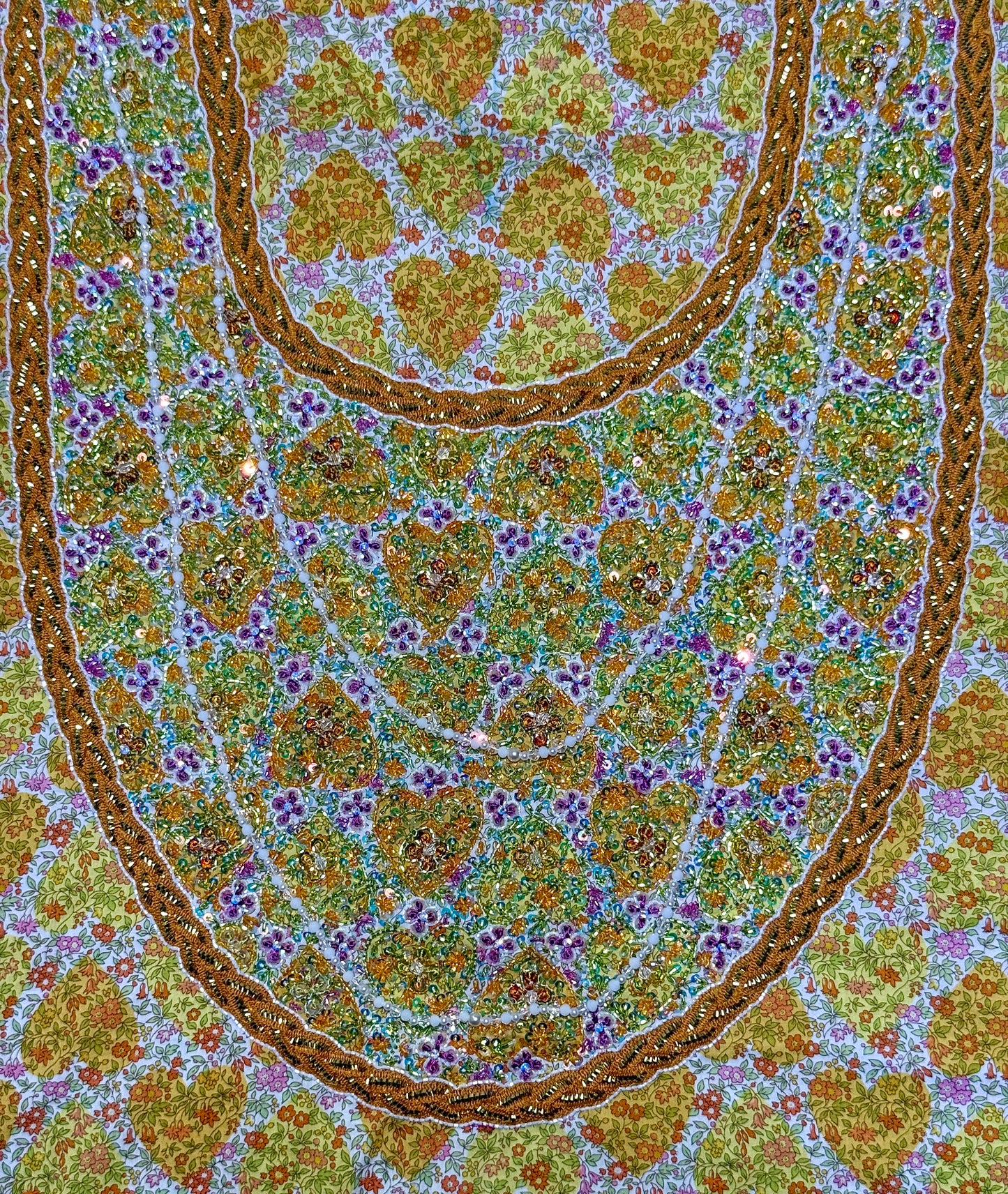 Liberty Chamomile Hearts with moving Beaded Necklaces