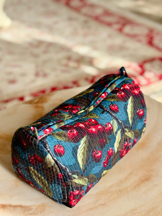 Cherry print beauty pouch