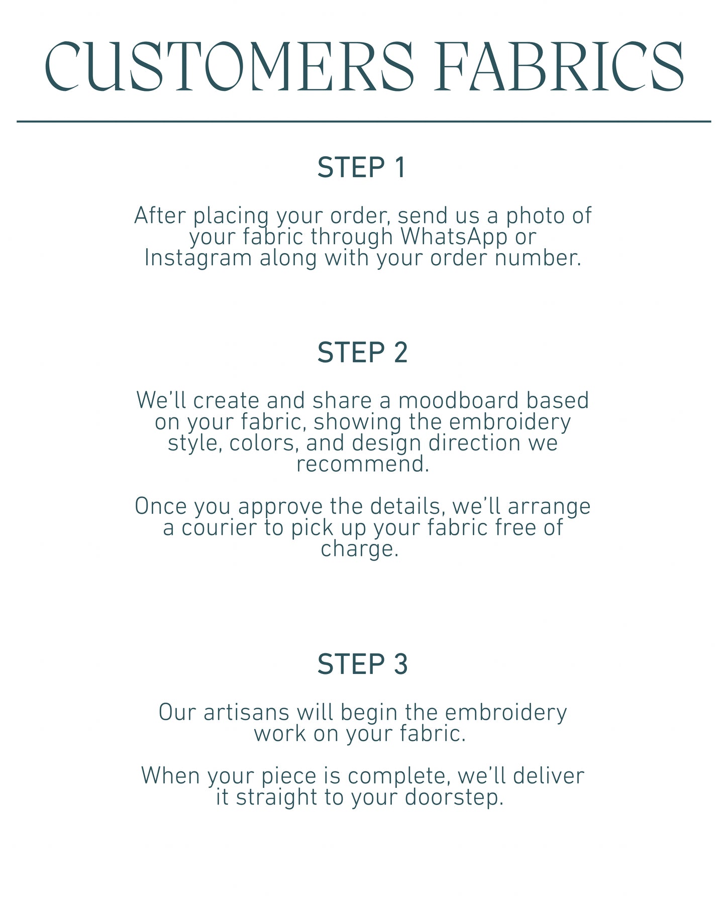 Customers fabrics (COTTON ONLY)